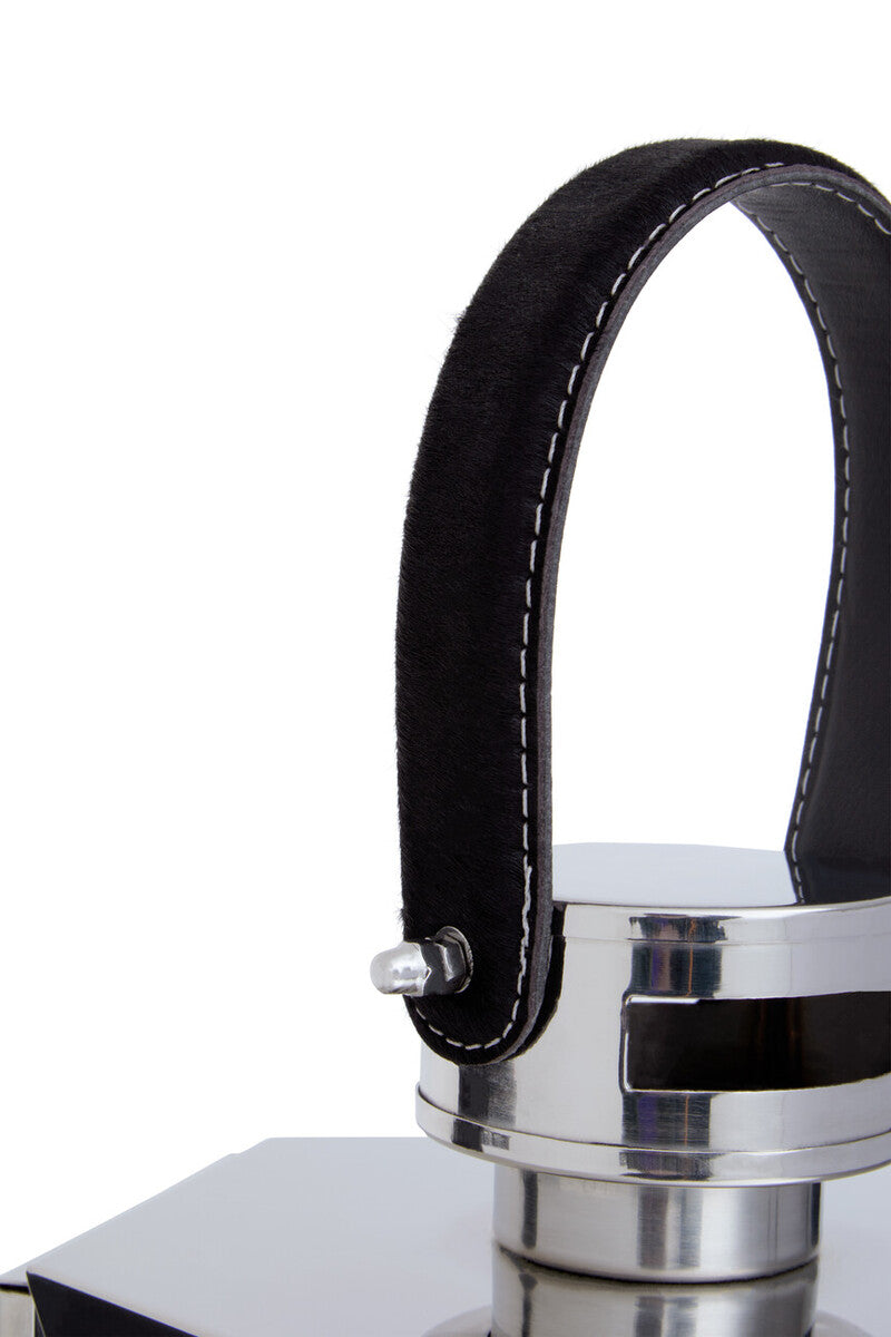 Large Silver Hexagonal Lantern with Hair on Leather Handle | Herber