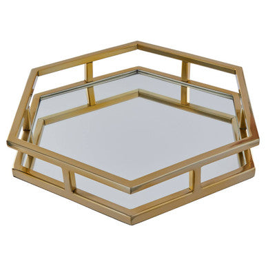 Gold Finish Hexagonal Tray | Herber