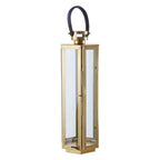 Medium Gold Finish Lantern with Hair on Leather Handle | Herber