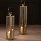 Medium Gold Finish Lantern with Hair on Leather Handle | Herber