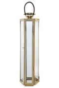 Large Gold Finish Lantern with Hair on Leather Handle | Herber