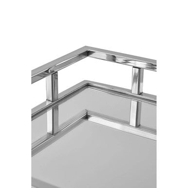 Cruzar  Square Mirrored Silver Tray