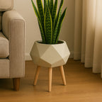 White Geometric Planter with Legs | Darnell