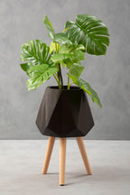 Darnell Large Black Geometric Planter with Legs