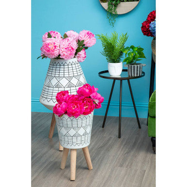 White and Black Small Planter | Darnell