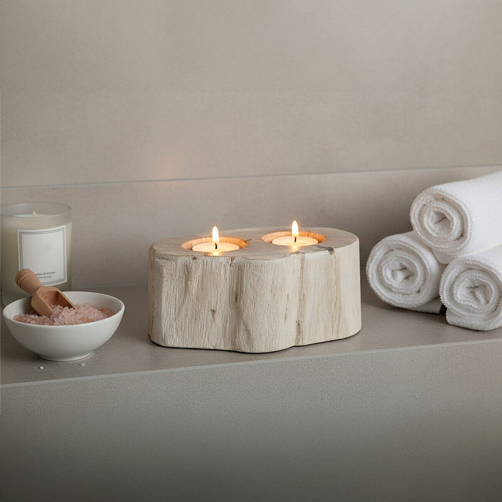 Petrified Wood Double Candle Holder | Relic
