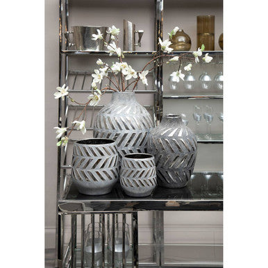 Helaine Grey and Silver Large Ceramic Planter