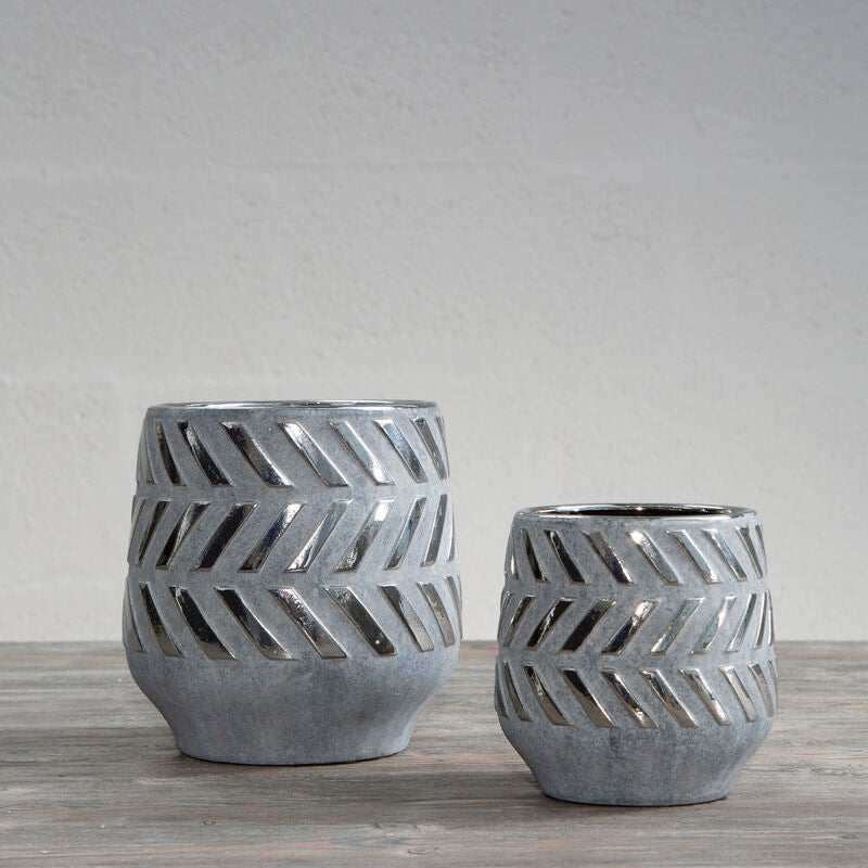 Helaine Grey and Silver Large Ceramic Planter