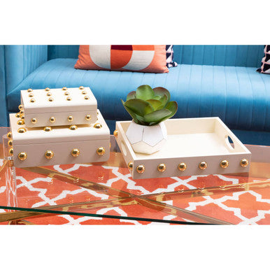 Cream and Gold Studded Tray | Frida