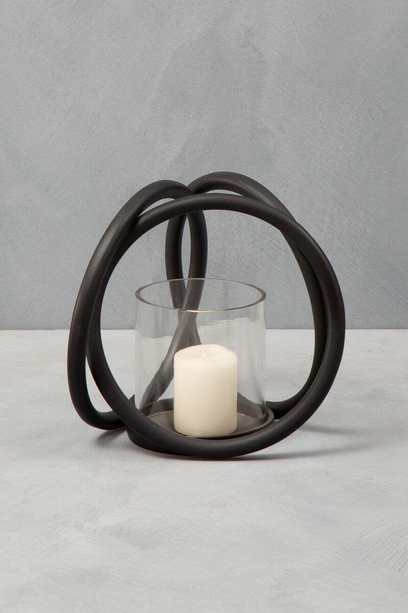 Small Matte Black Finish Candle Holder | Aura
