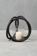 Small Matte Black Finish Candle Holder | Aura