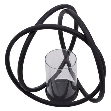 Medium Matte Black Finish Candle Holder | Aura