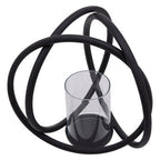 Medium Matte Black Finish Candle Holder | Aura