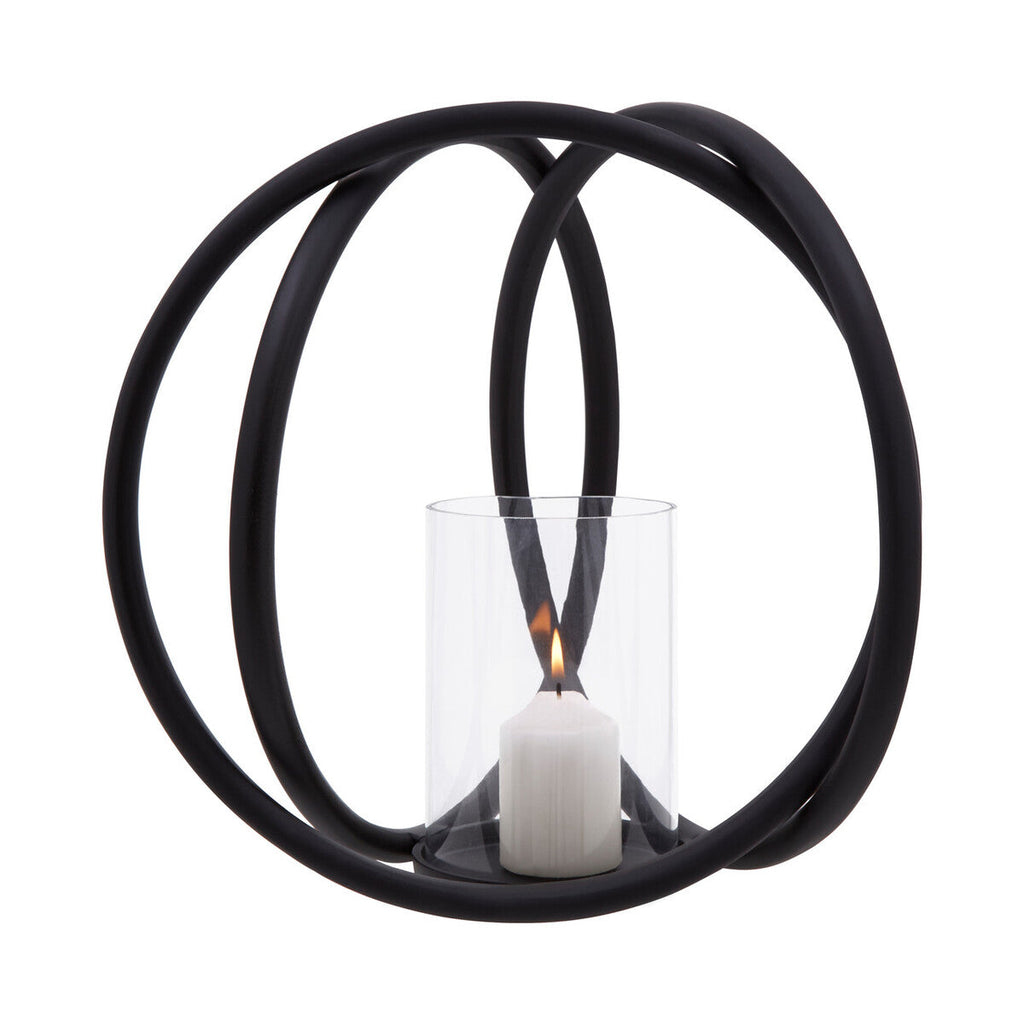 Medium Matte Black Finish Candle Holder | Aura