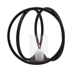 Medium Matte Black Finish Candle Holder | Aura