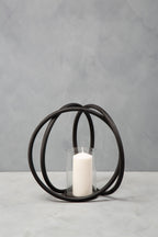 Medium Matte Black Finish Candle Holder | Aura