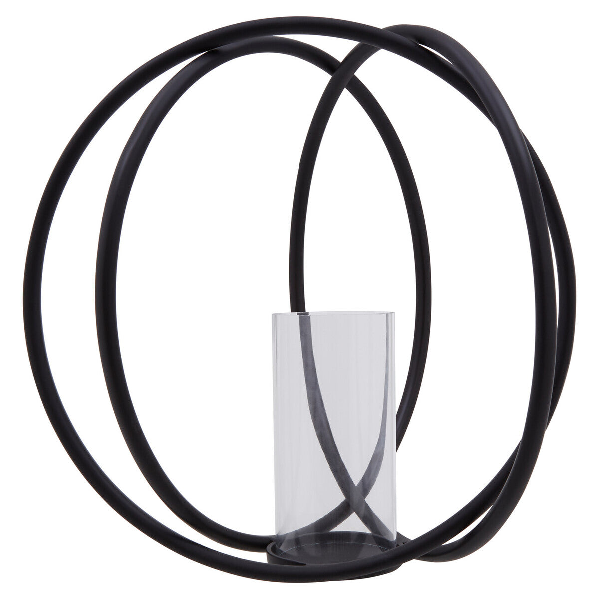 Large Matte Black Finish Candle Holder | Aura