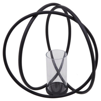 Large Matte Black Finish Candle Holder | Aura