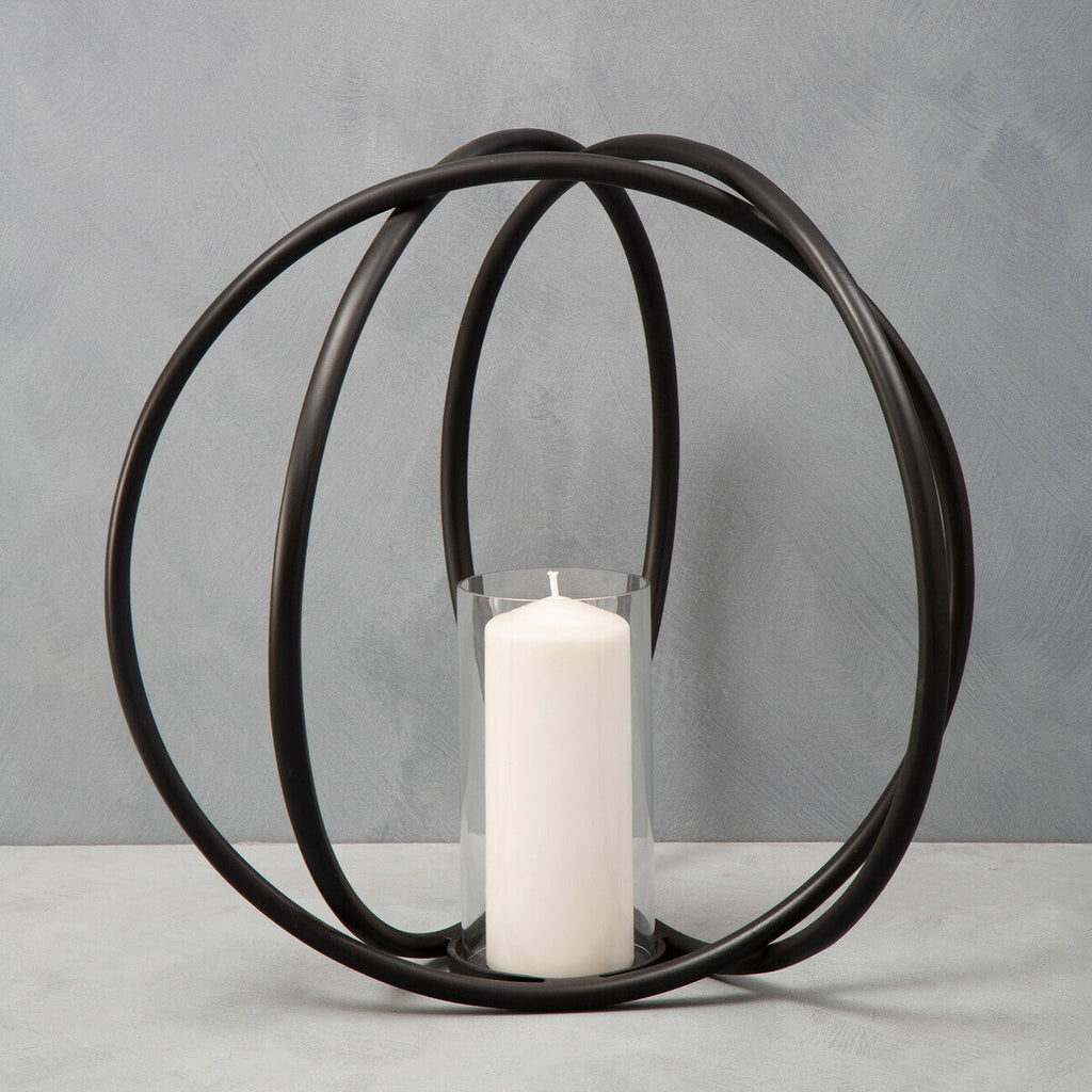Large Matte Black Finish Candle Holder | Aura