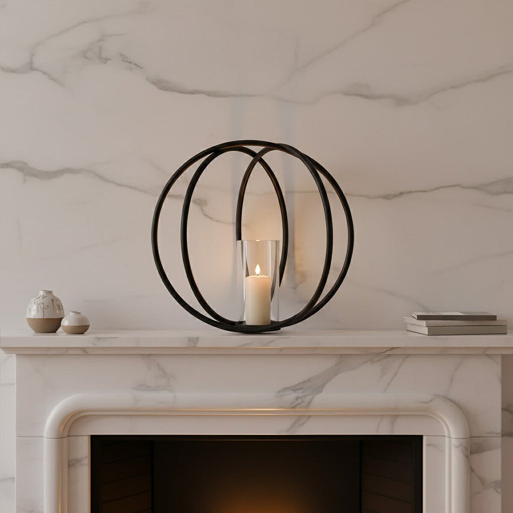 Large Matte Black Finish Candle Holder | Aura