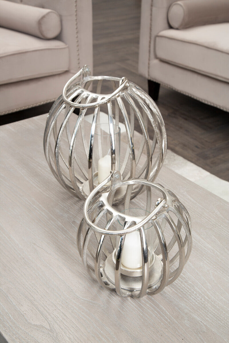 Small Silver Finish Lantern | Aura