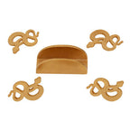 Gold Set of 4 Coasters with Holder | Serpent