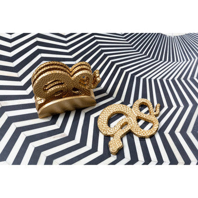 Gold Set of 4 Coasters with Holder | Serpent