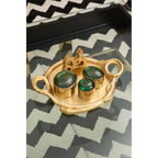 Gold Set of 4 Coasters with Holder | Serpent