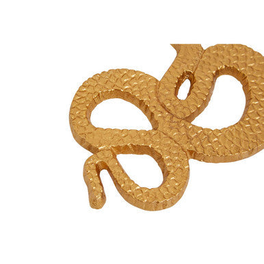 Gold Set of 4 Coasters with Holder | Serpent