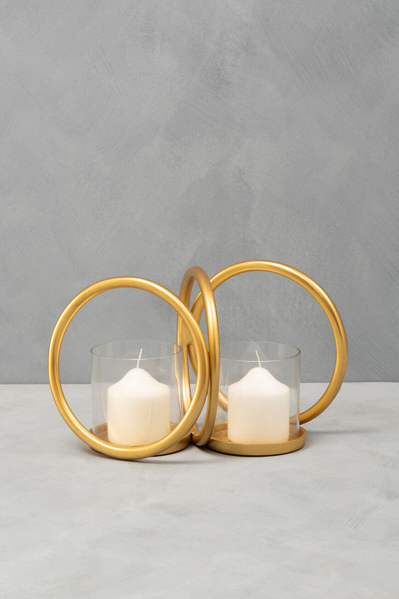 Aura Small Gold Finish Double Candle Holder.
