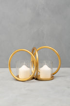 Aura Small Gold Finish Double Candle Holder.