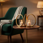 Aura Small Gold Finish Double Candle Holder.
