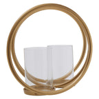 Medium Gold Finish Double Candle Holder | Aura