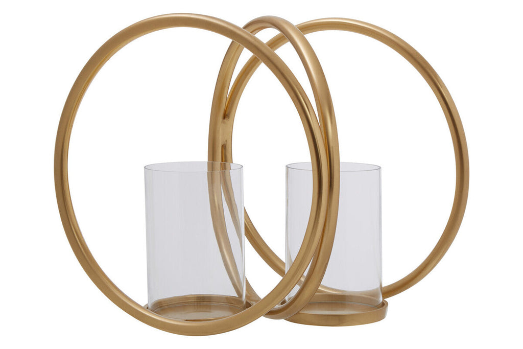 Medium Gold Finish Double Candle Holder | Aura