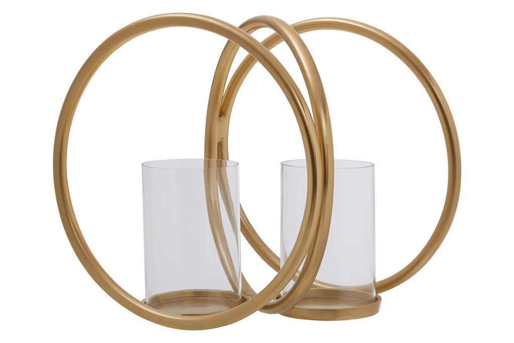 Medium Gold Finish Double Candle Holder | Aura