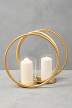 Medium Gold Finish Double Candle Holder | Aura
