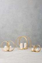Medium Gold Finish Double Candle Holder | Aura