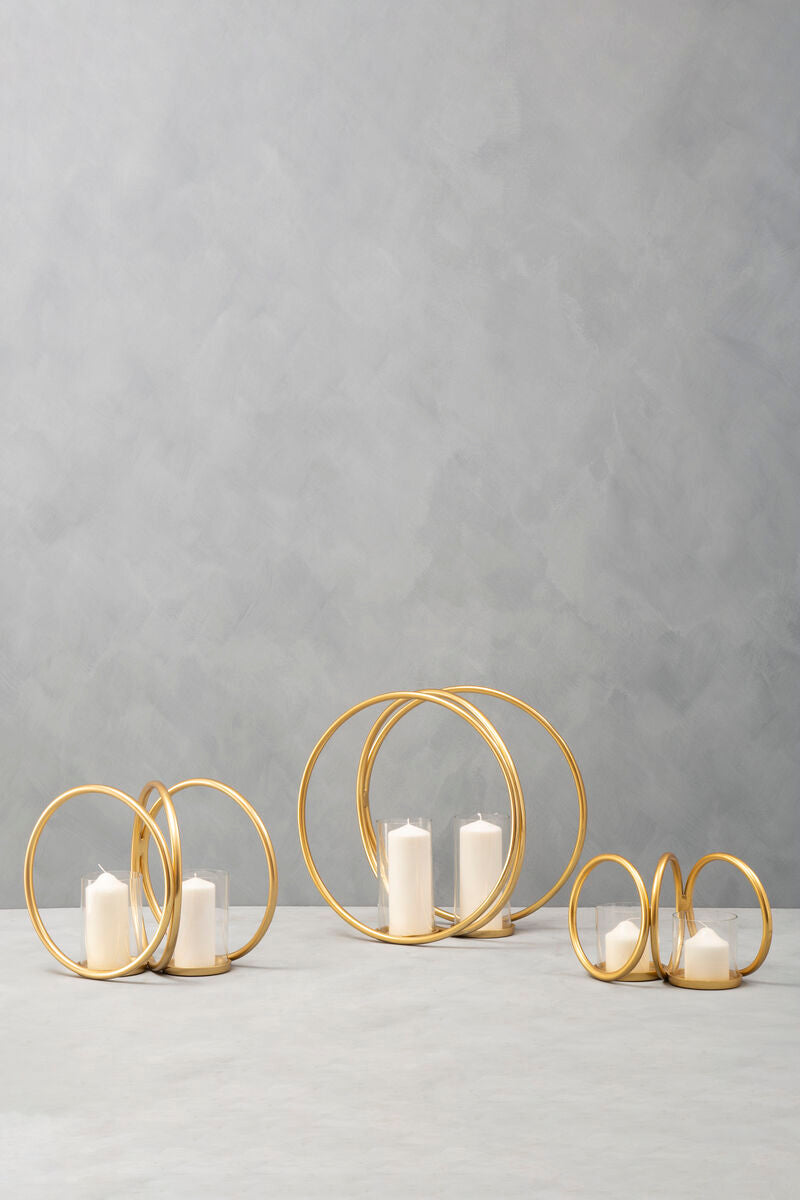 Medium Gold Finish Double Candle Holder | Aura