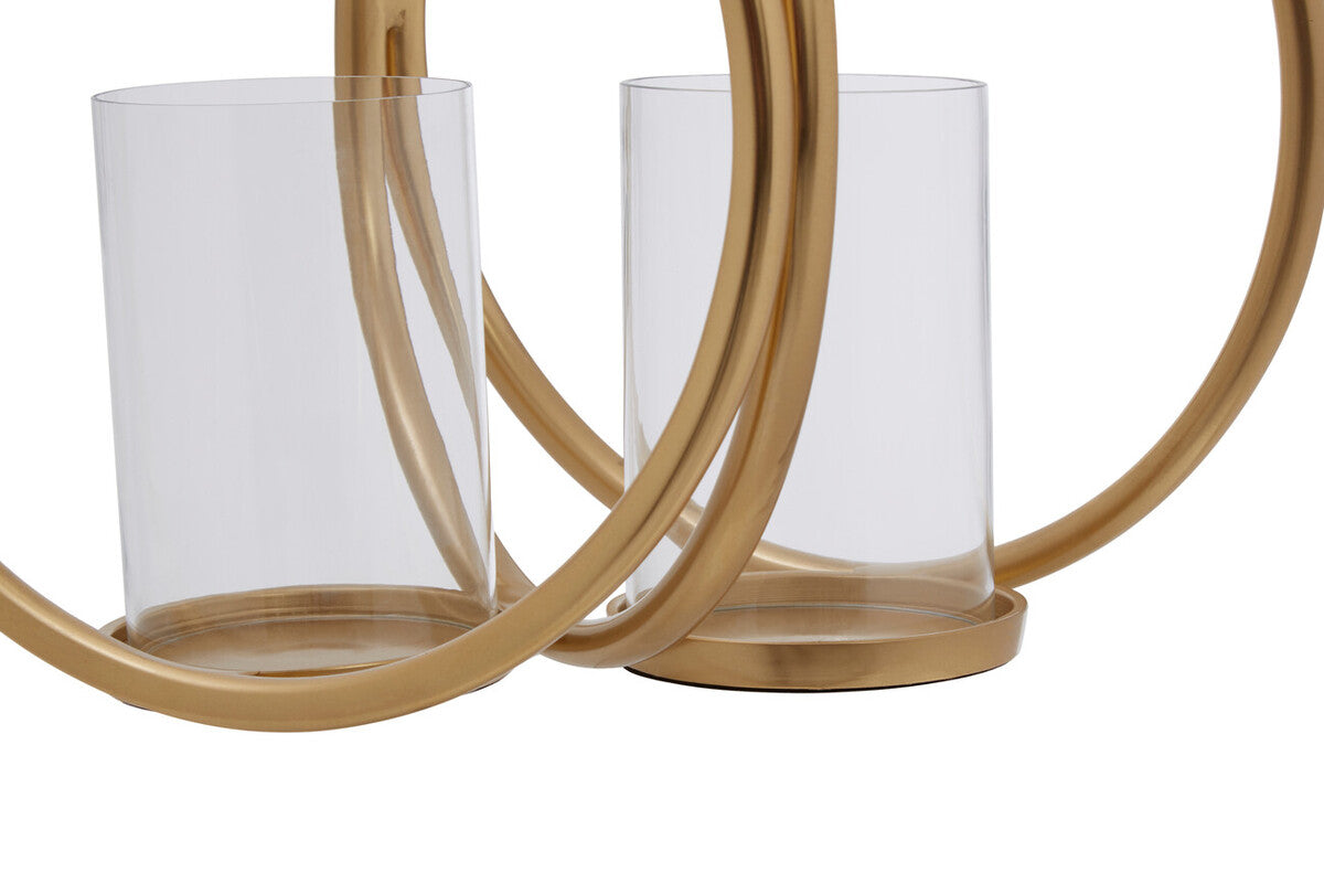 Medium Gold Finish Double Candle Holder | Aura