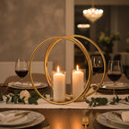 Medium Gold Finish Double Candle Holder | Aura