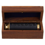 Brown Leather Effect Telescope with Wooden Box | Churchill