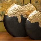 Large Black and Gold Round Vase | Daito