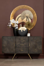 Large Black and Gold Round Vase | Daito