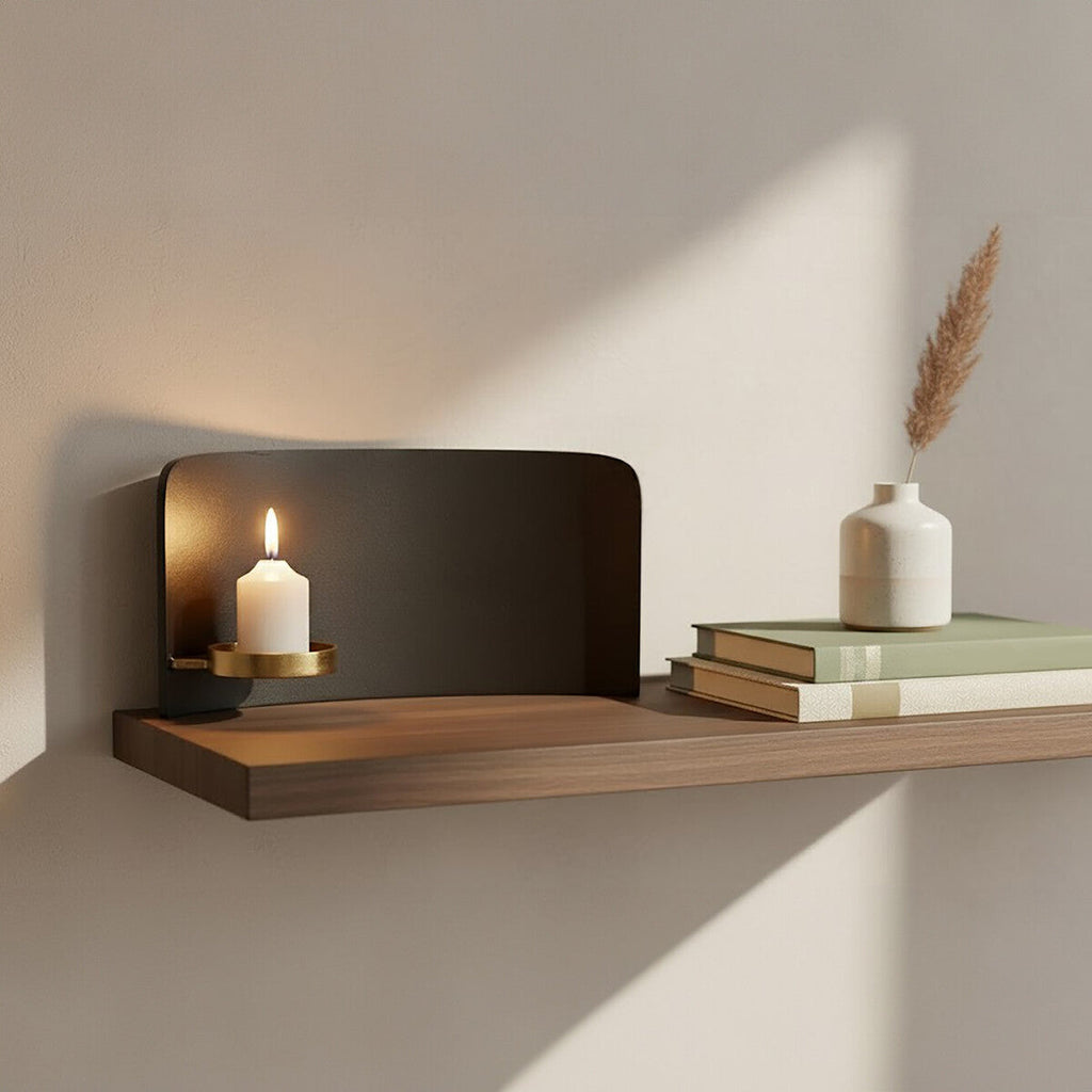 Black and Gold Finish Aluminium Candle Holder | Daito