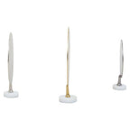Set of 3 Hammered Metal Disc Sculptures with Marble Base | Elias