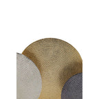 Set of 3 Hammered Metal Disc Sculptures with Marble Base | Elias