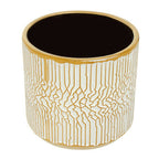 Small White Gold Ceramic Planter | Honna