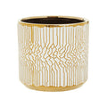 Small White Gold Ceramic Planter | Honna