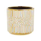 Small White Gold Ceramic Planter | Honna
