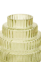 Small Green Ribbed Glass Vase | Benka